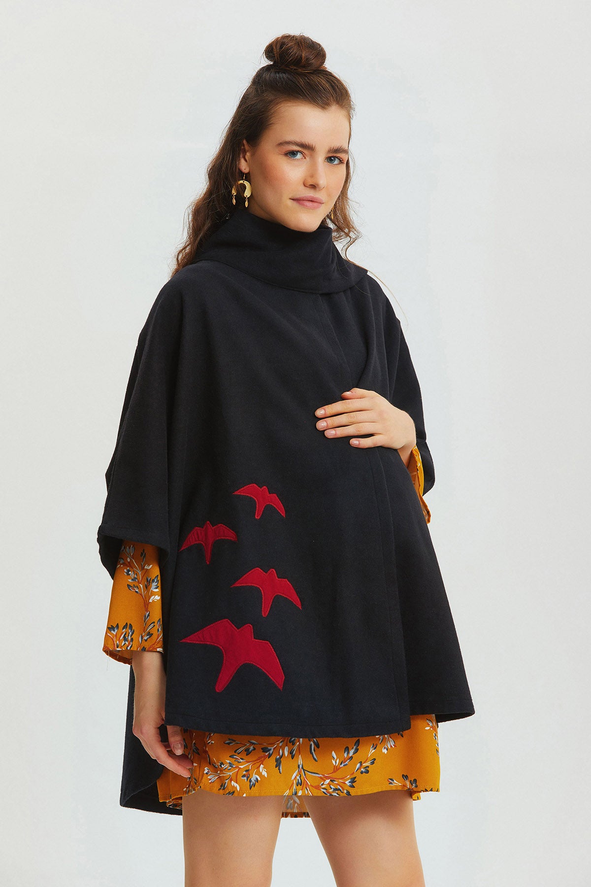 Kuşlu Bohem Hamile Panço Siyah