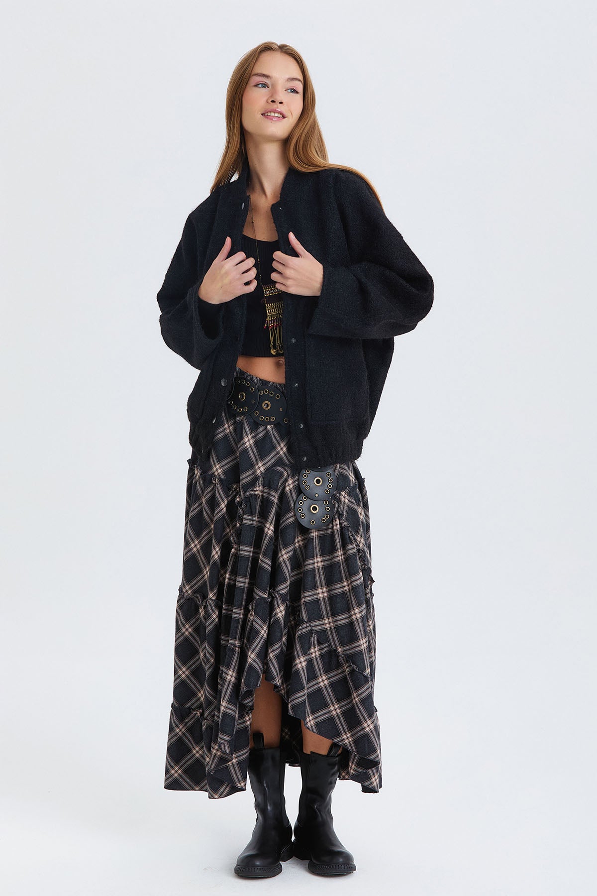 Yumuşak Oversize Bomber Ceket Siyah