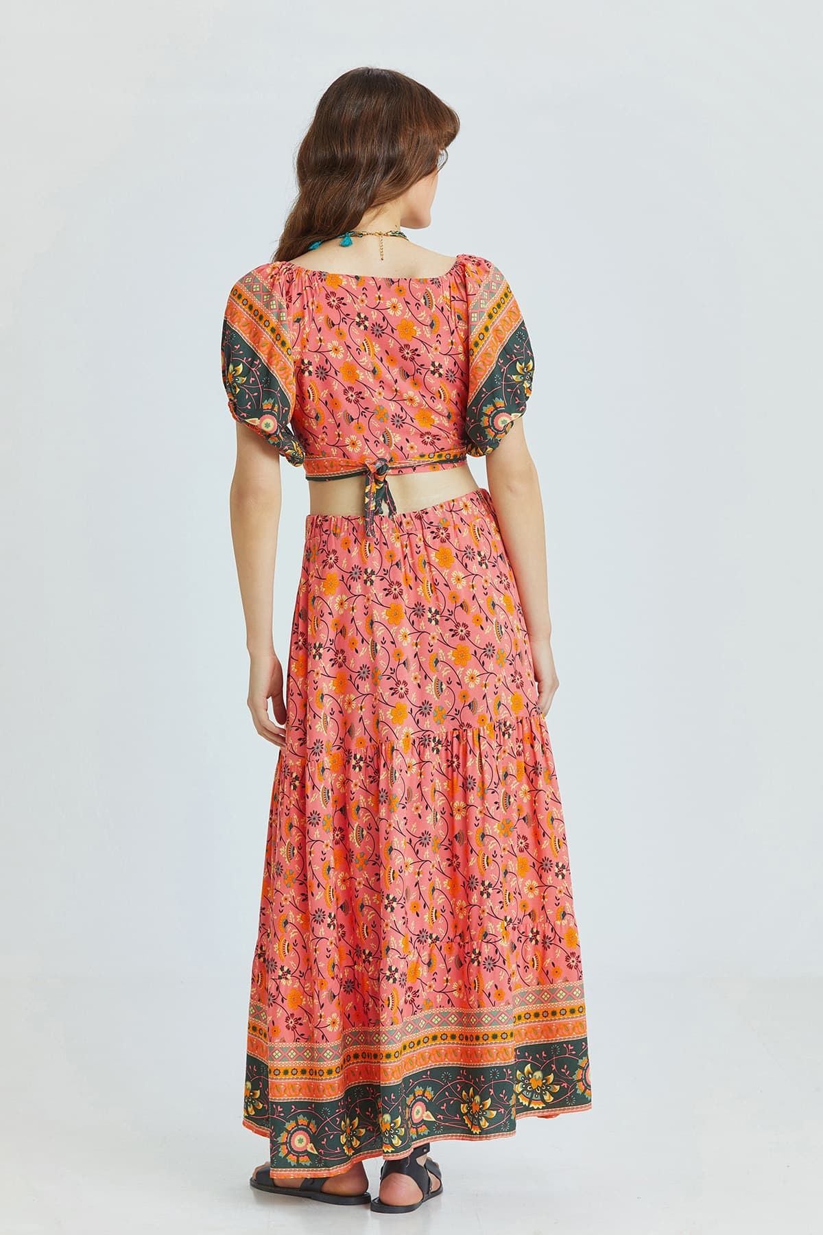 Önden Bağlamalı Crop Bluz Pembe
