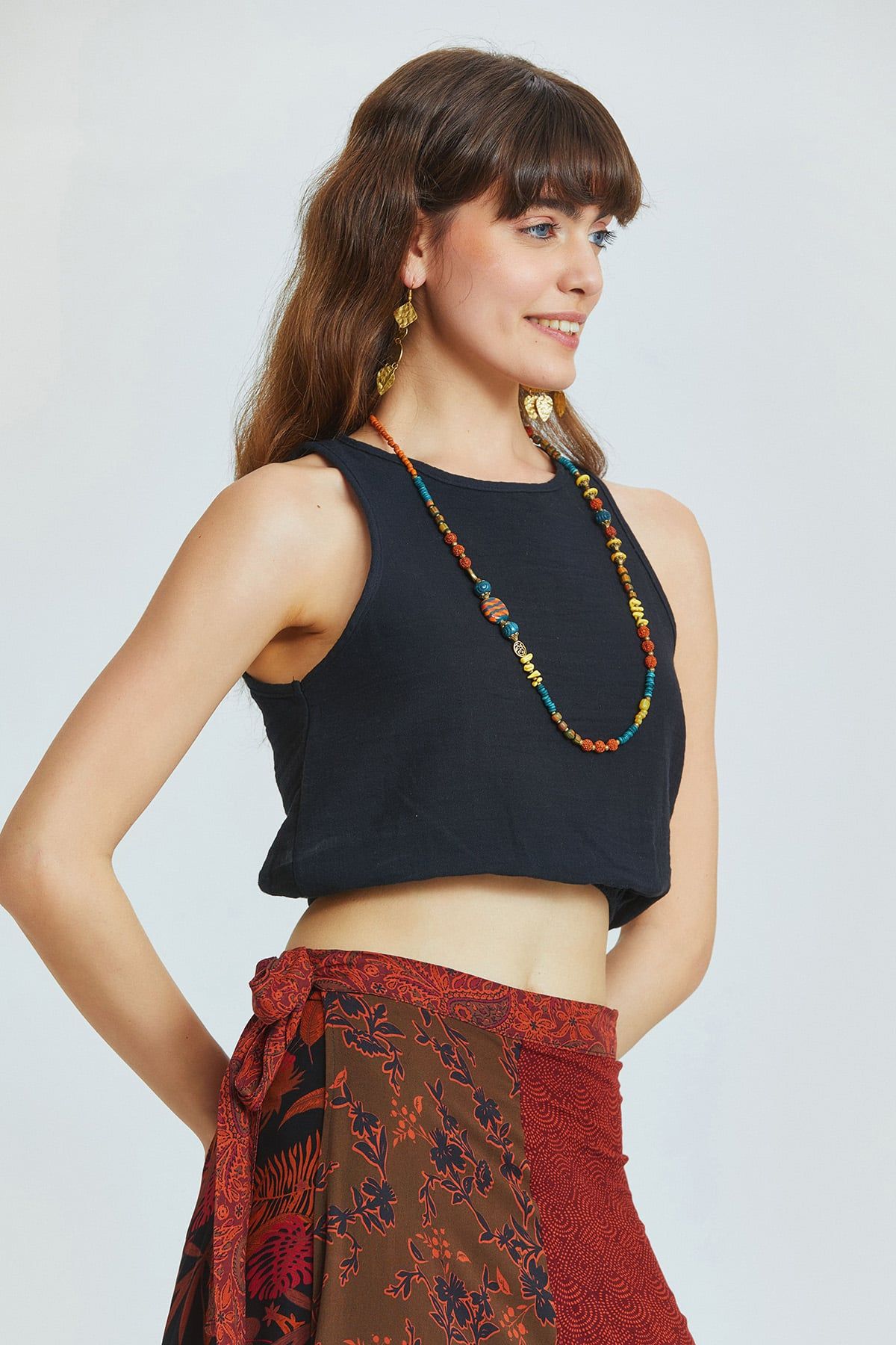 Beli Lastikli Basic Crop Bluz Siyah