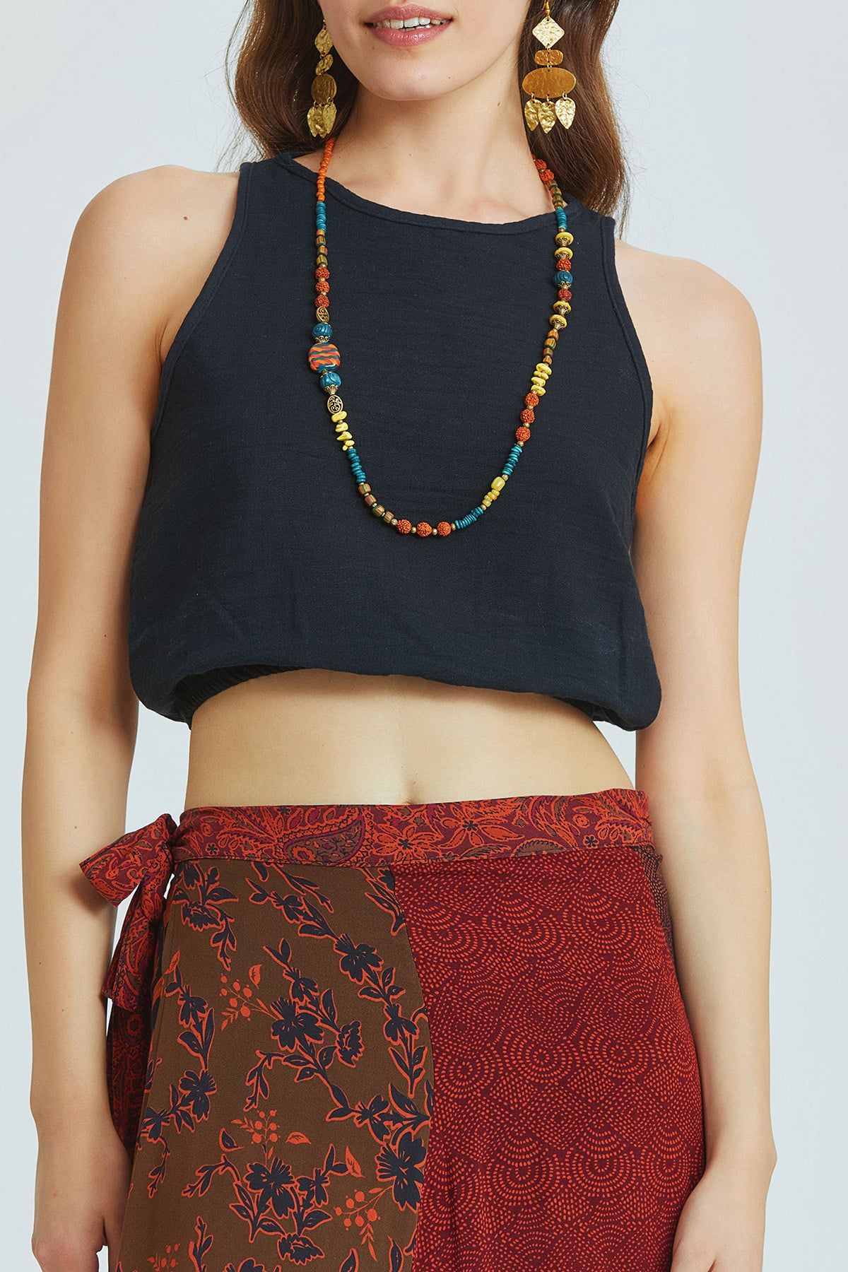 Beli Lastikli Basic Crop Bluz Siyah