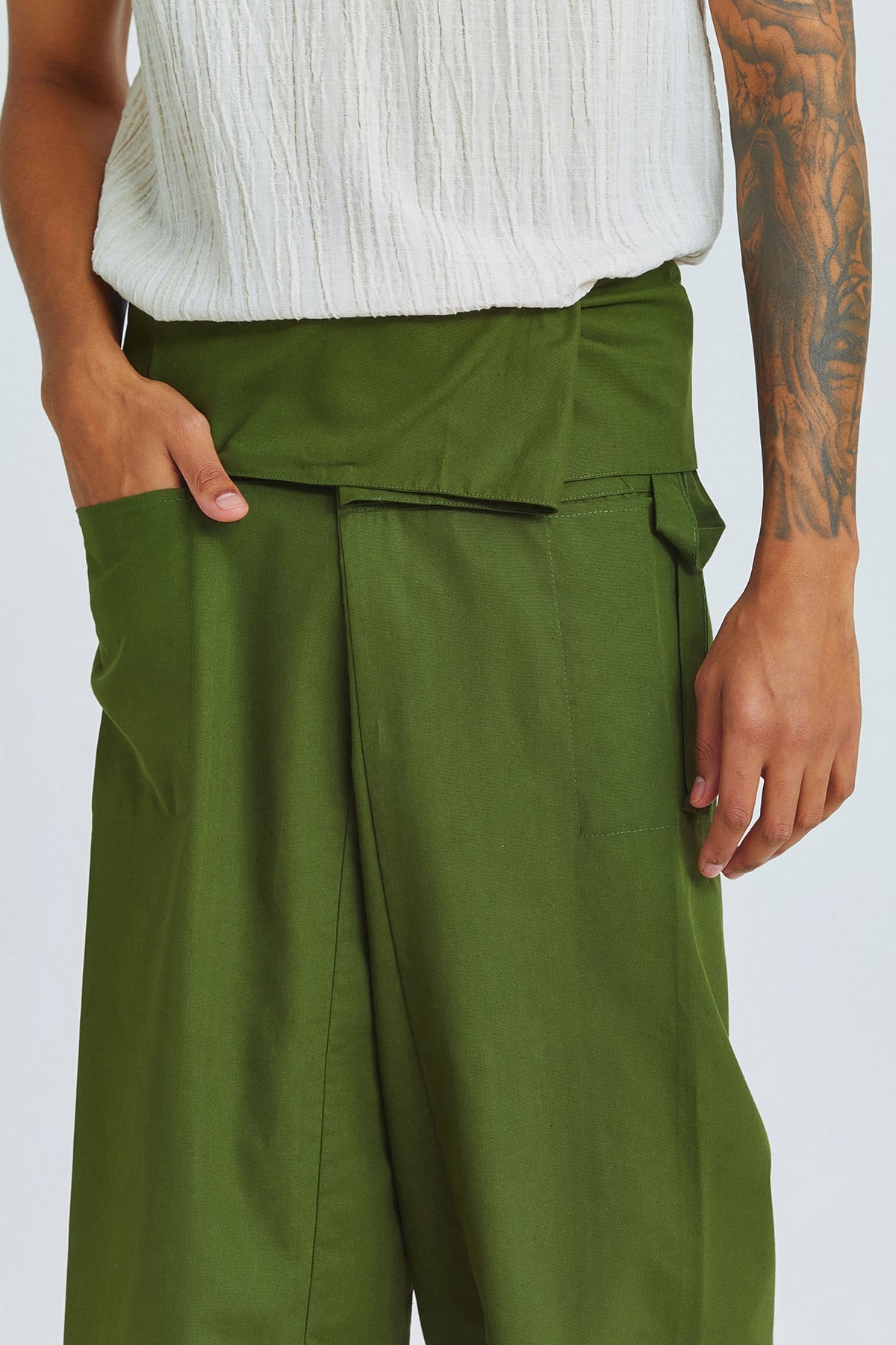 Otantik Unisex Balıkçı Pantolon Yeşil