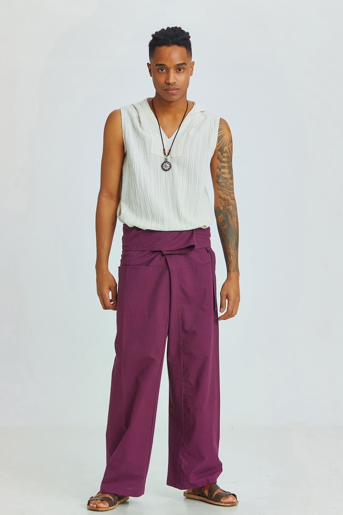 Otantik Unisex Balıkçı Pantolon Mor