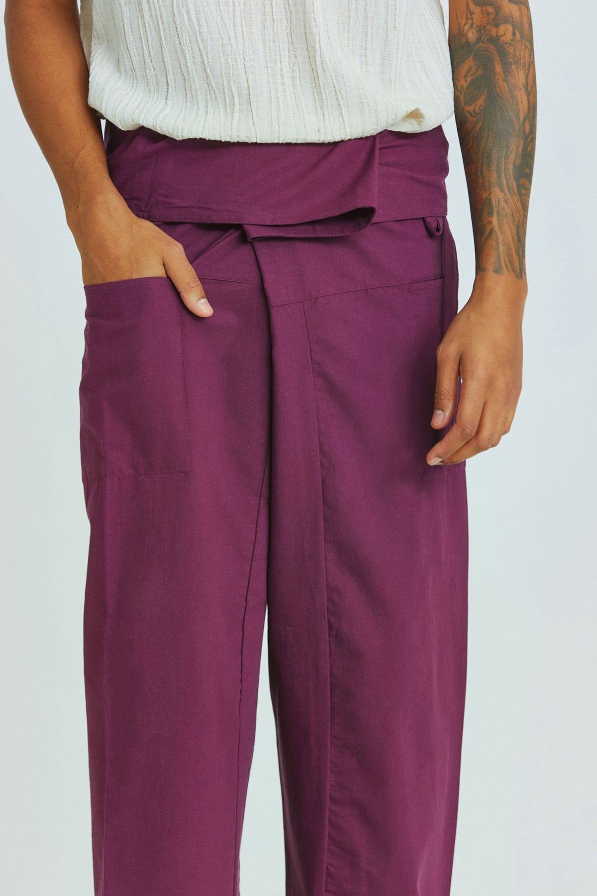 Otantik Unisex Balıkçı Pantolon Mor