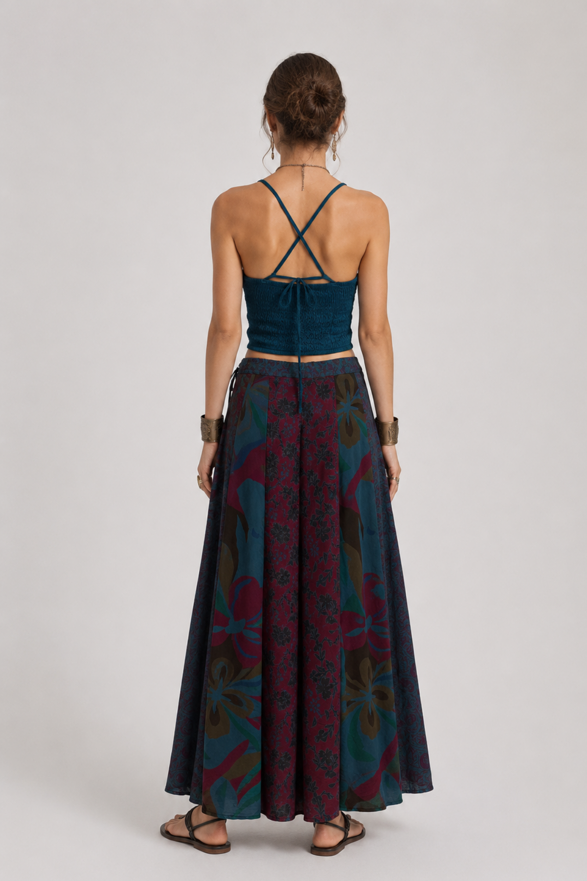 Patchwork Bol Paça Pantolon Lacivert