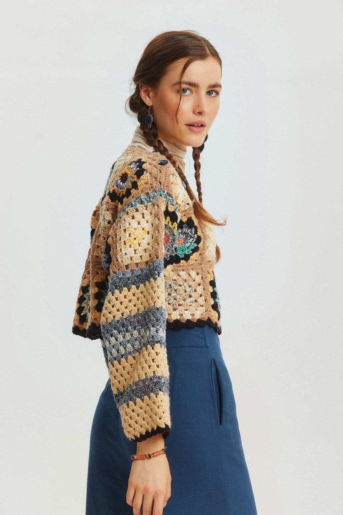 Tığ İşi Patchwork Kazak Mix