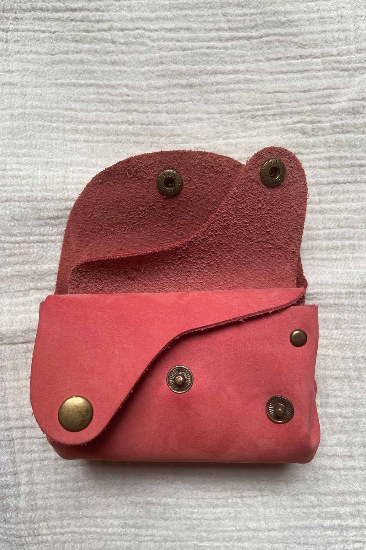 Deri 3 lü Cüzdan Pembe