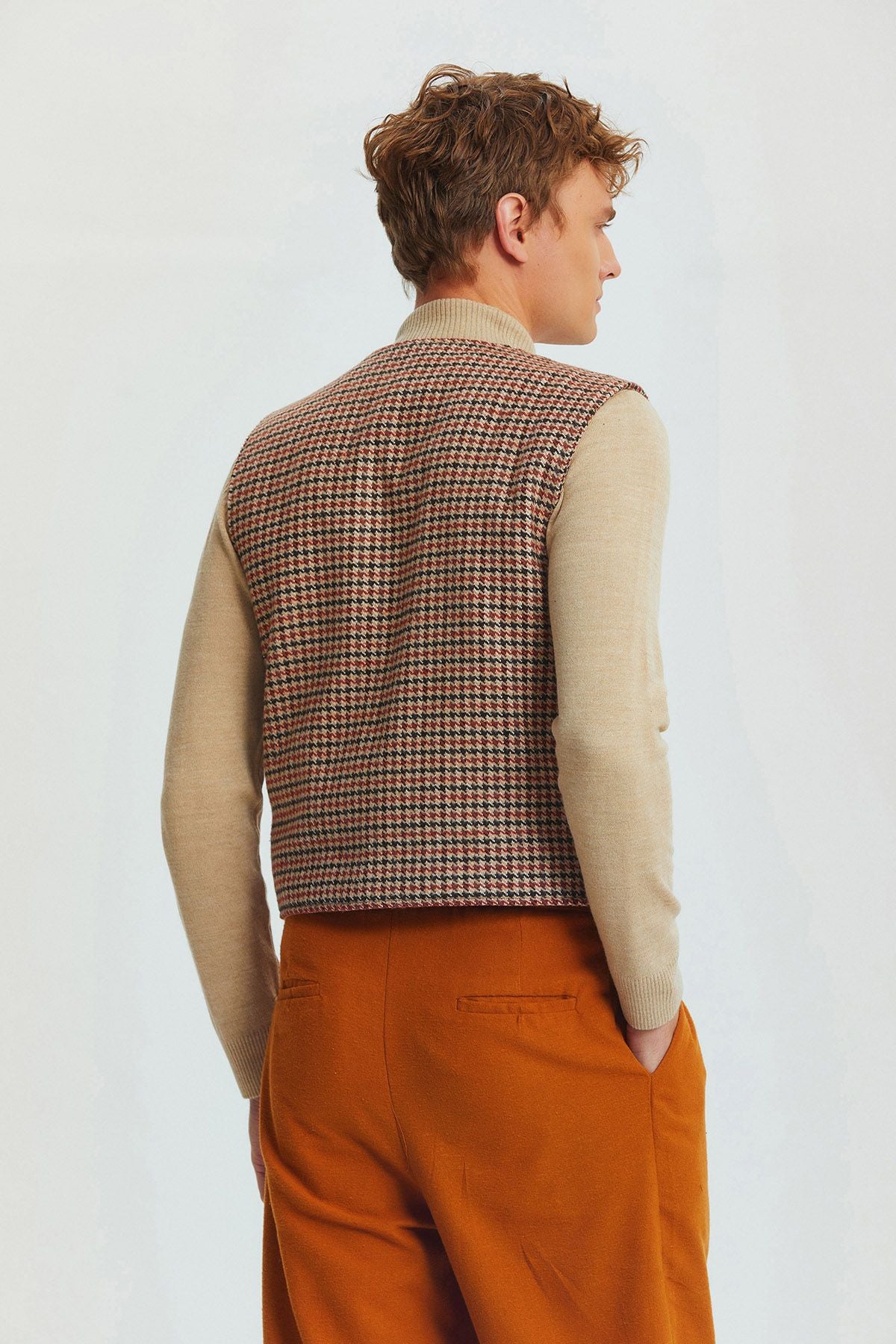 Bohem Tarz Klasik Kesim Erkek Yelek Kahverengi