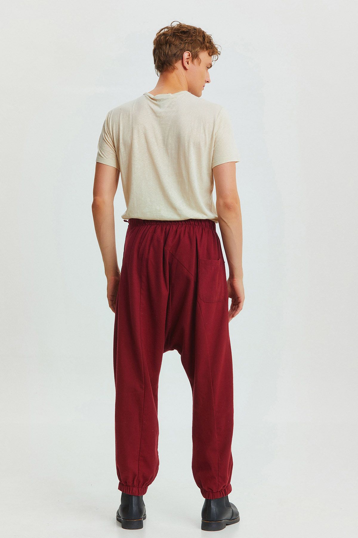 Düğme Detaylı Modern Erkek Şalvar Bordo