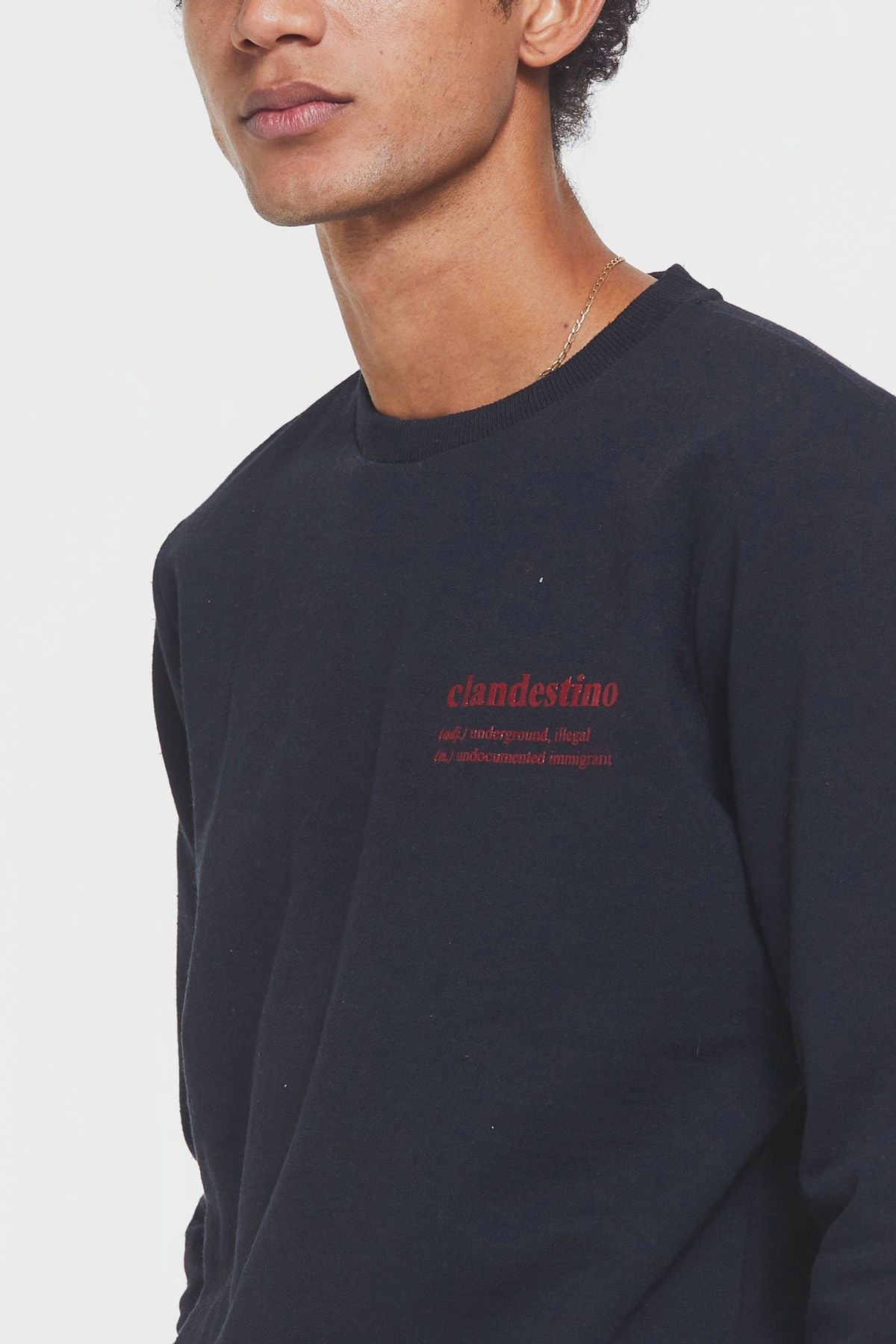 Clandestino Baskılı Sweatshirt Siyah