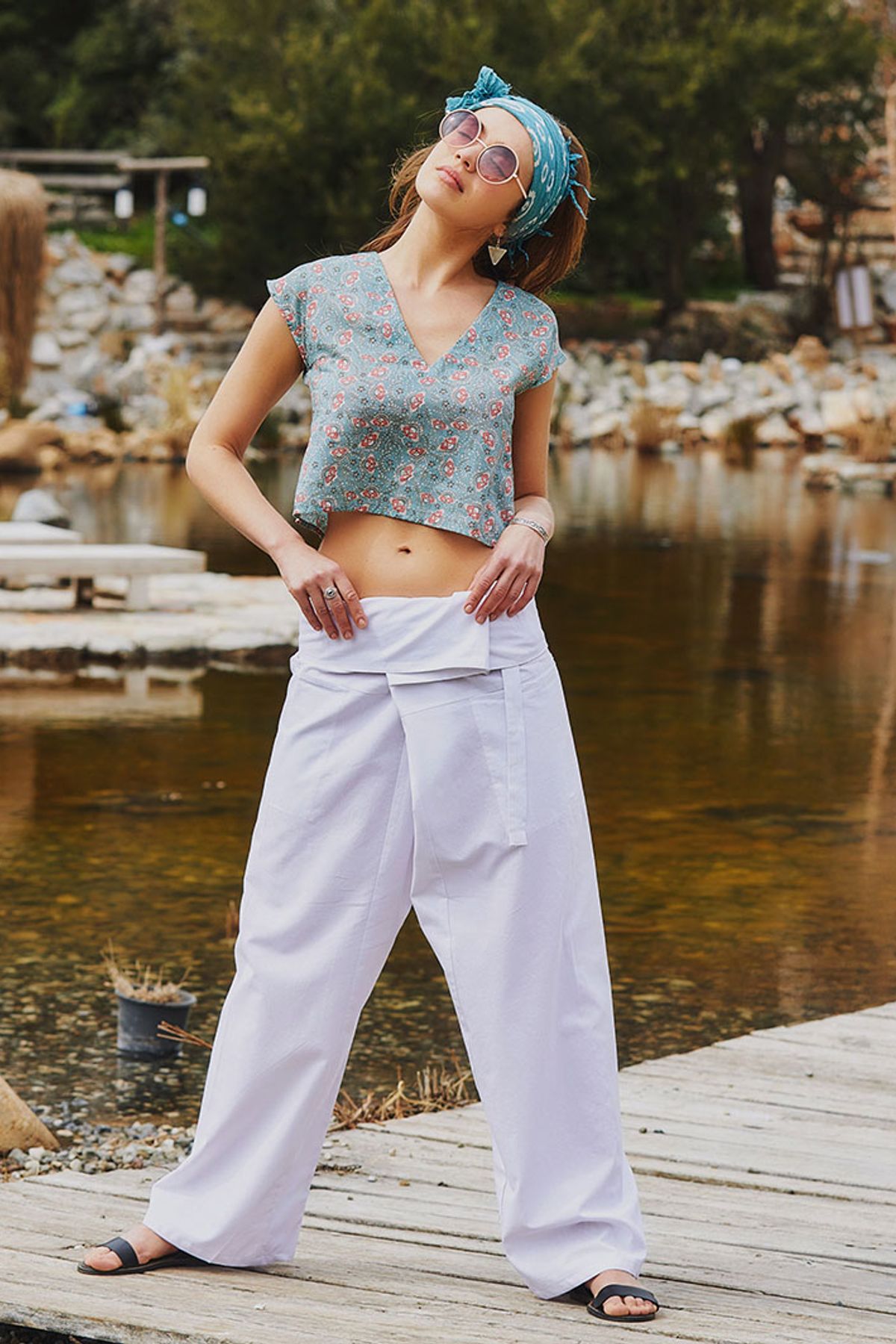 Otantik Unisex Balıkçı Pantolon Beyaz