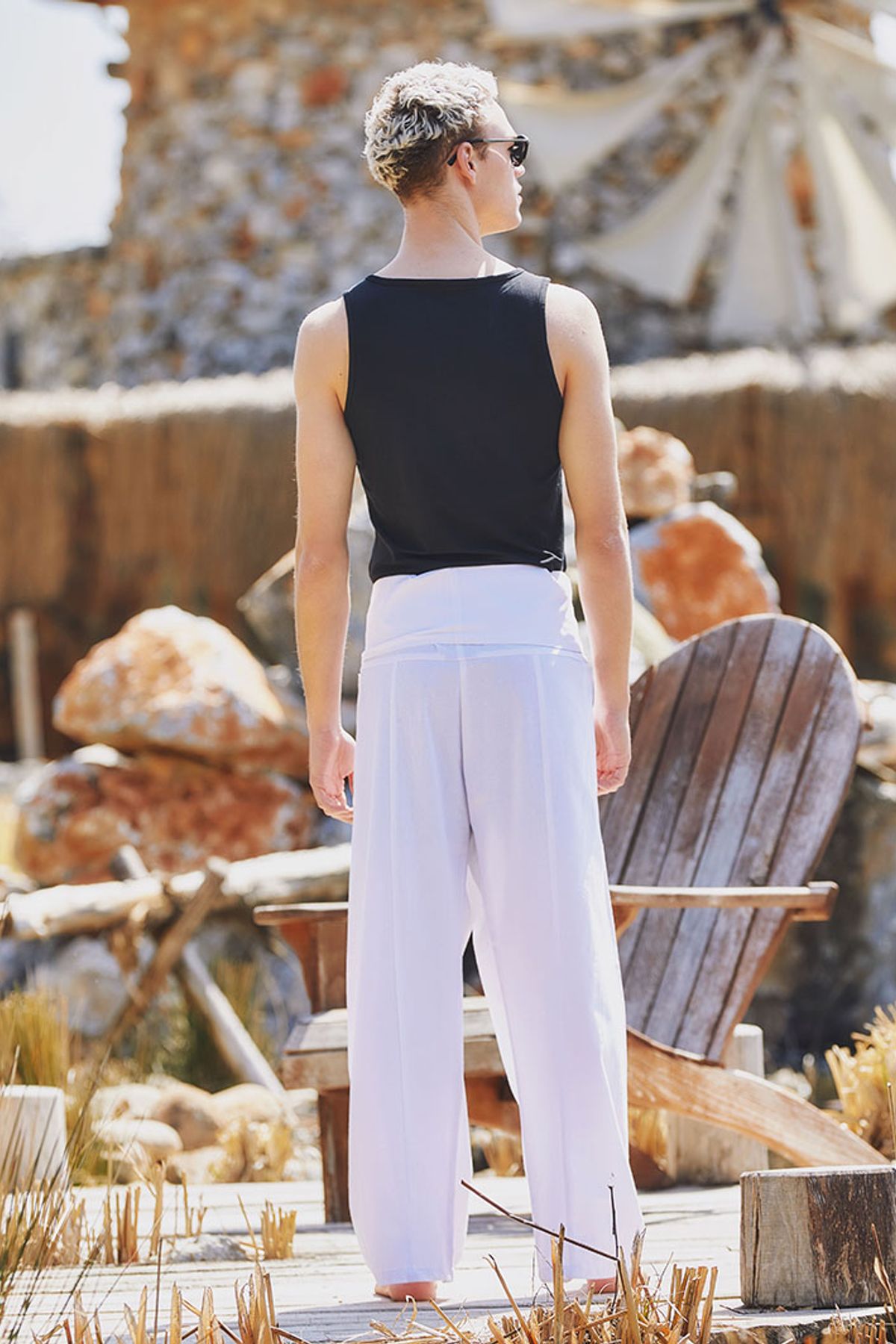 Otantik Unisex Balıkçı Pantolon Beyaz