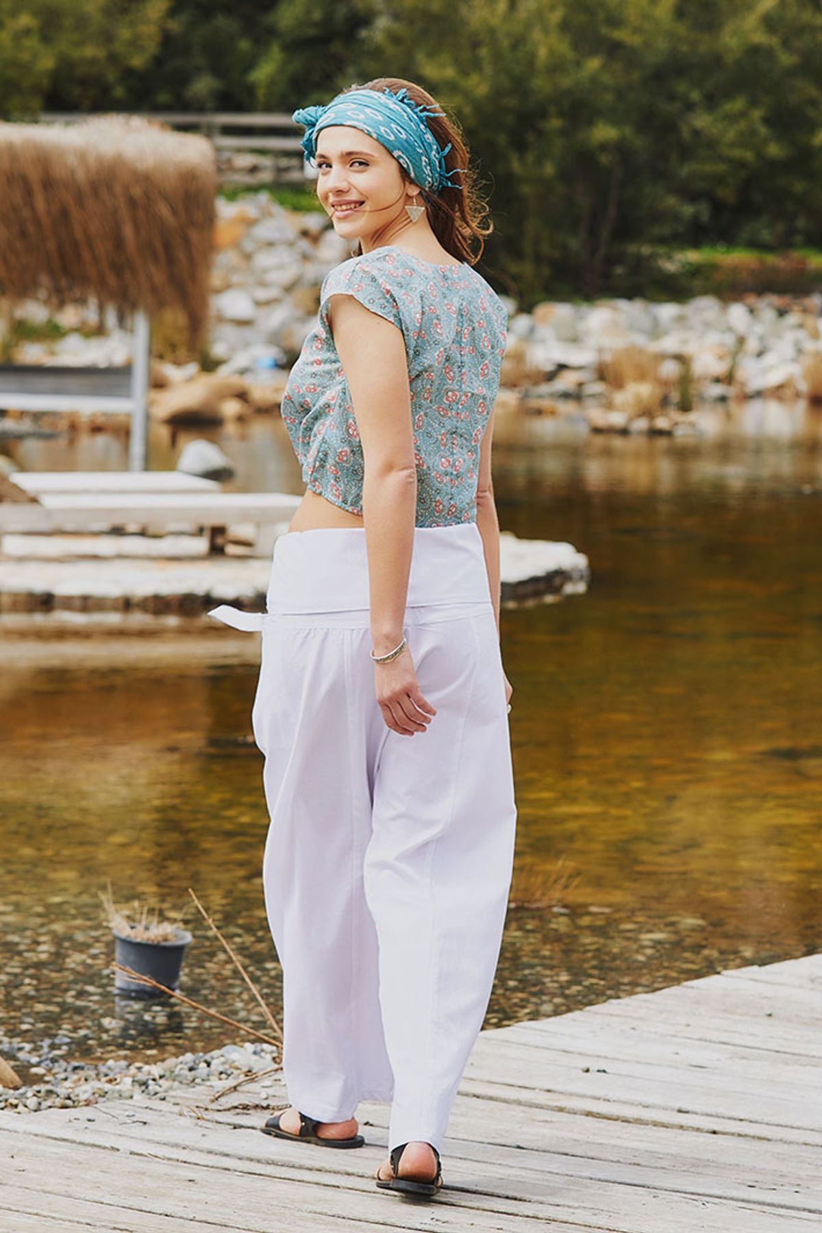 Otantik Unisex Balıkçı Pantolon Beyaz