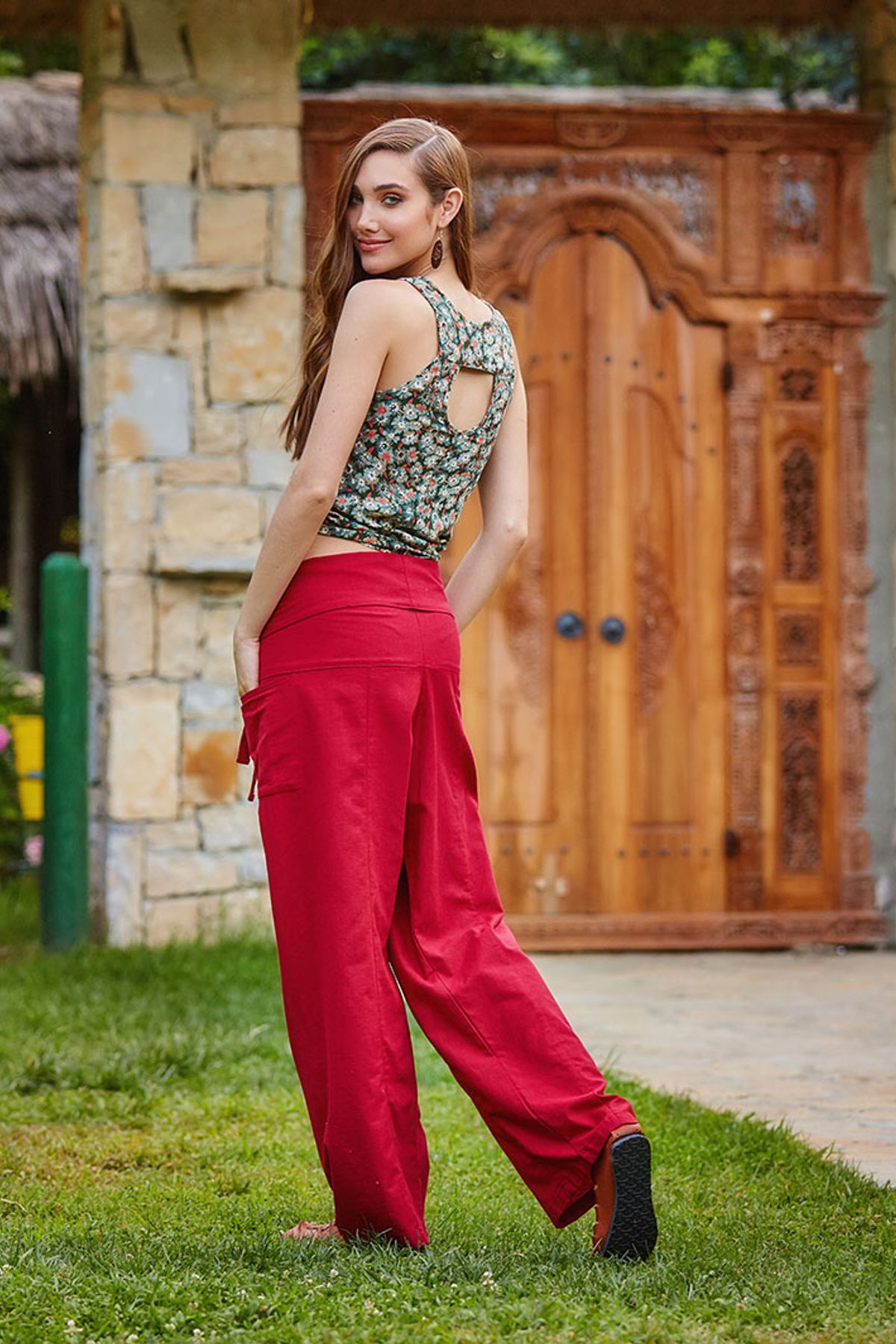 Otantik Unisex Balıkçı Pantolon Kırmızı