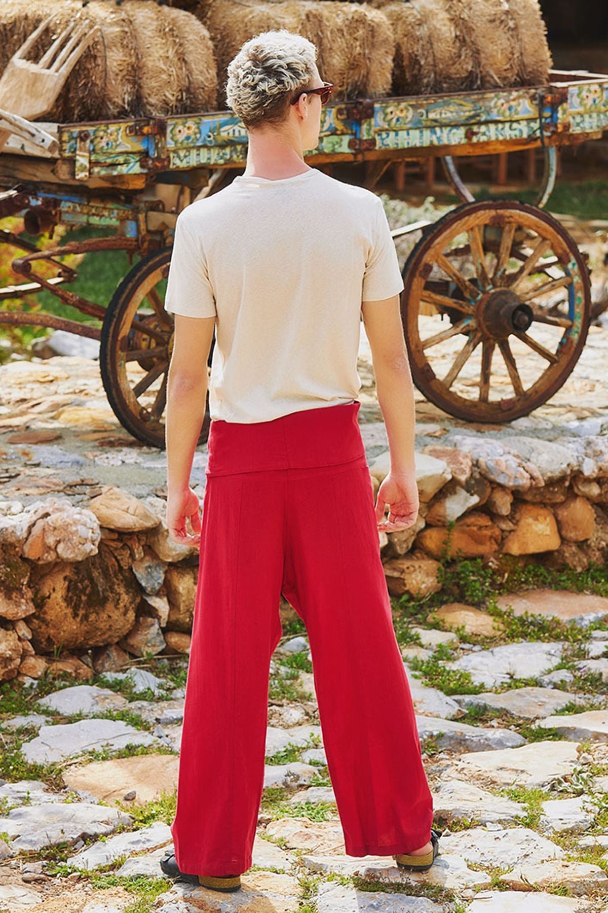 Otantik Unisex Balıkçı Pantolon Kırmızı