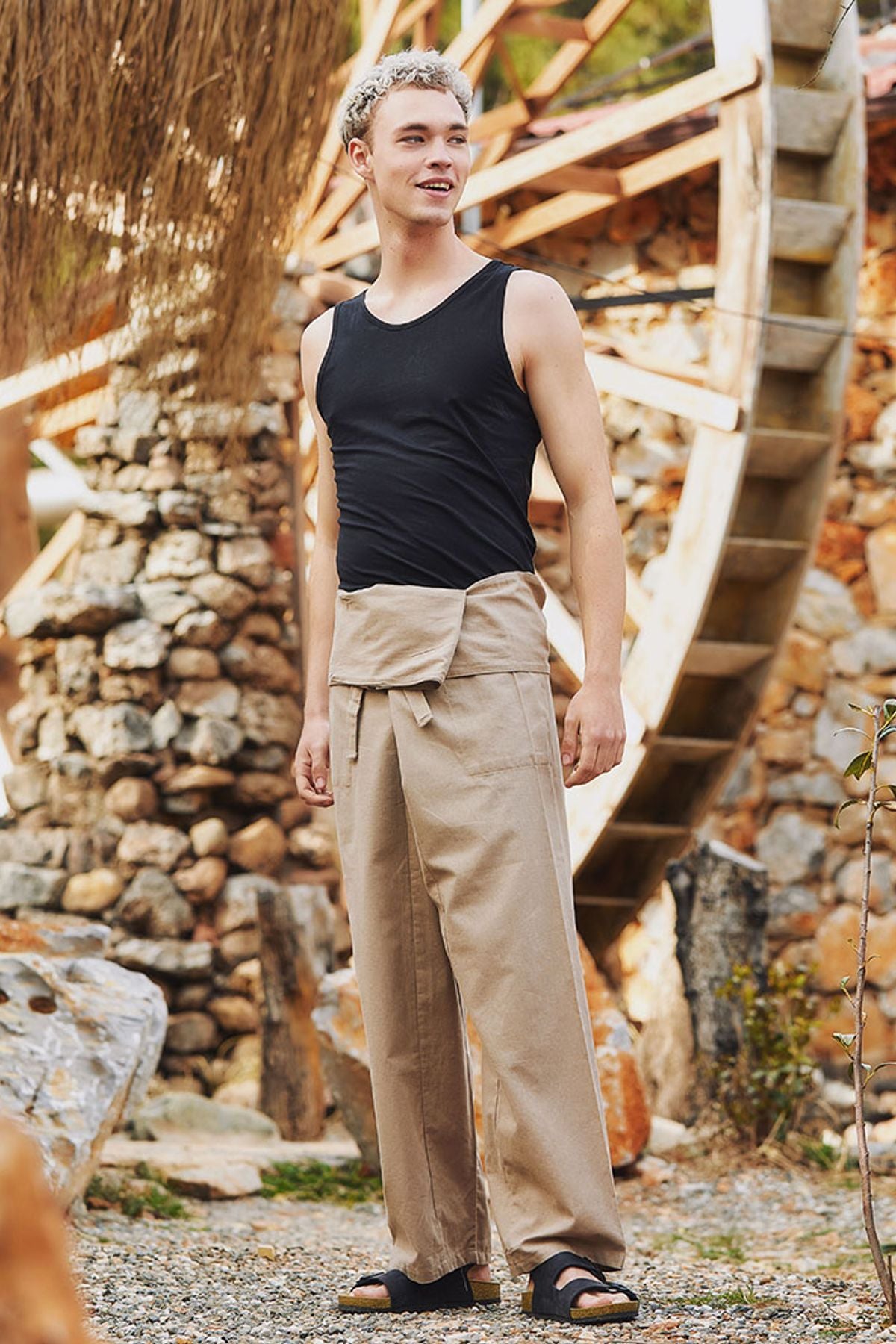 Otantik Unisex Balıkçı Pantolon Bej