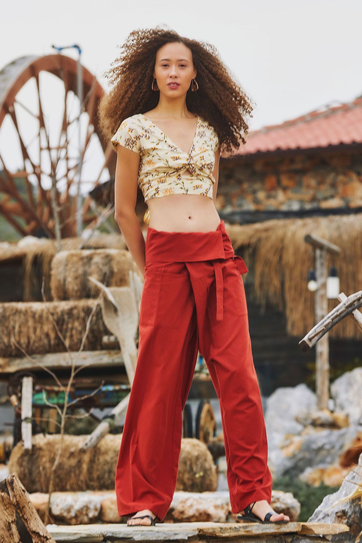 Otantik Unisex Balıkçı Pantolon Turuncu