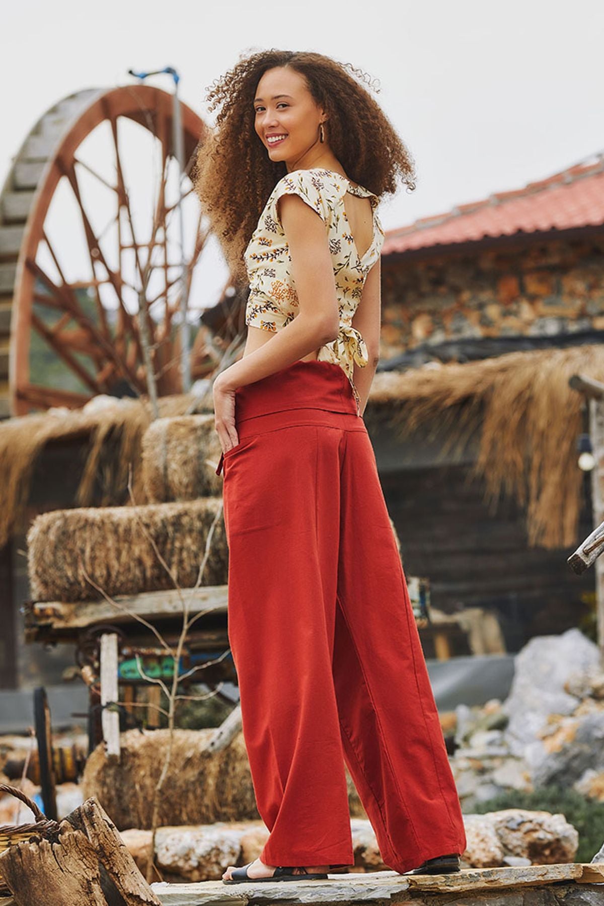Otantik Unisex Balıkçı Pantolon Turuncu