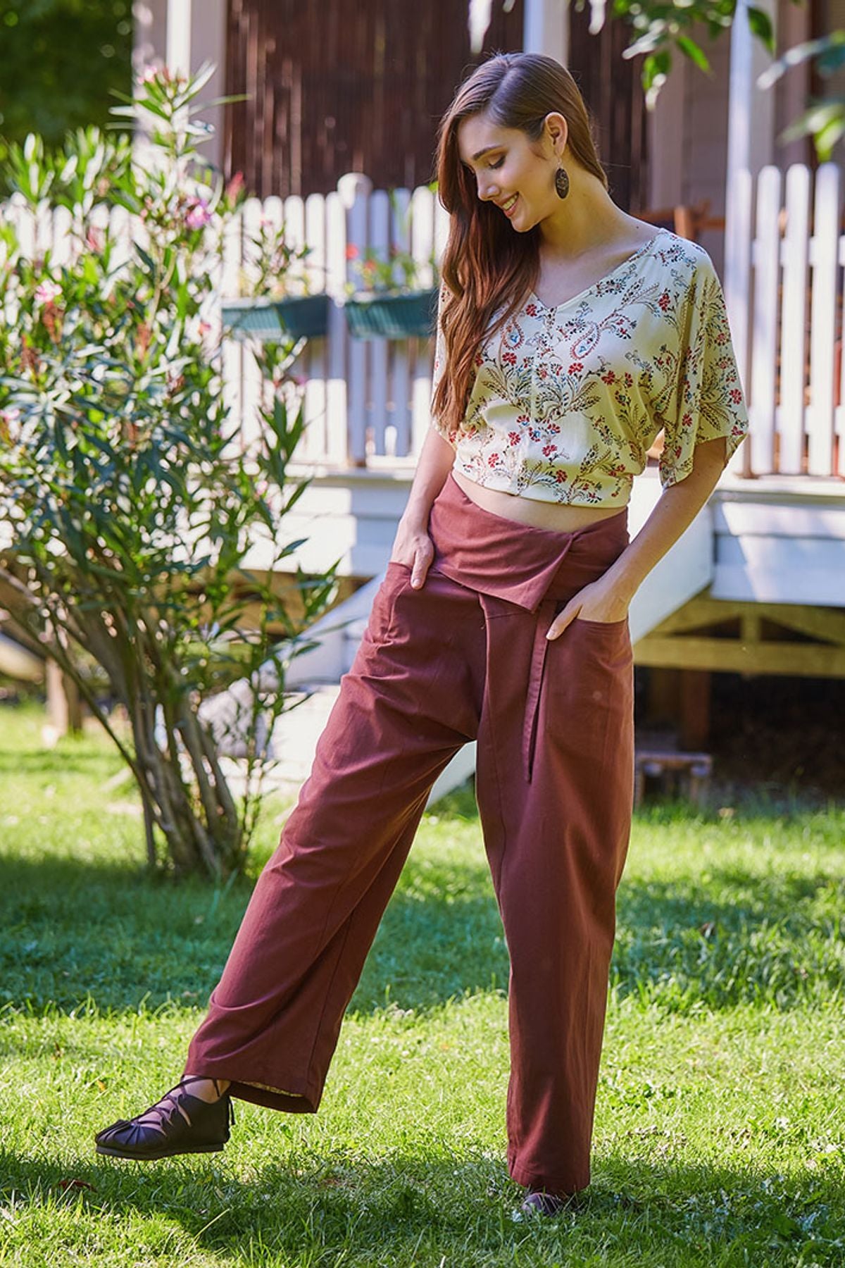 Otantik Unisex Balıkçı Pantolon Kahverengi