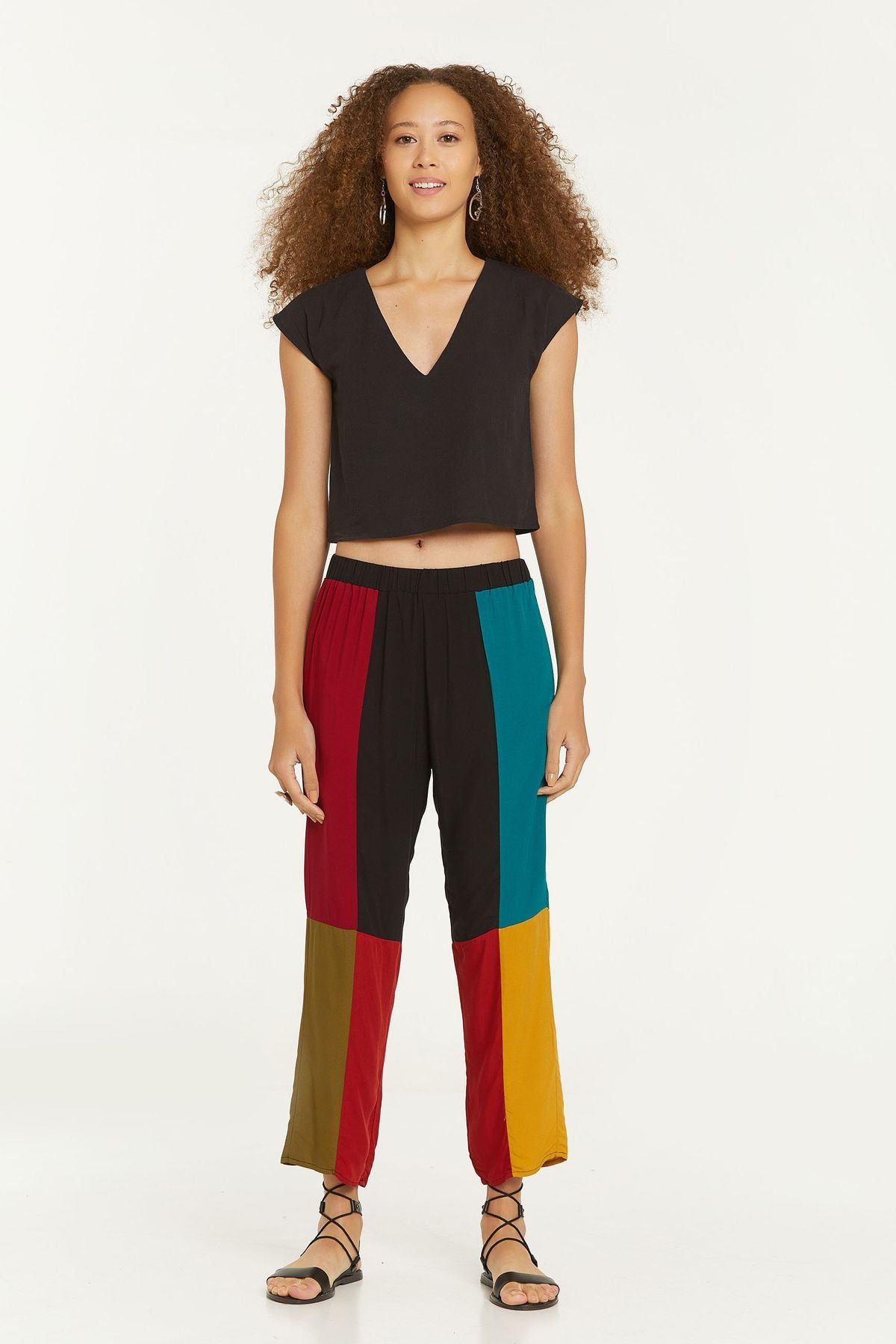 Cepli Bohem Patch Pantolon Siyah
