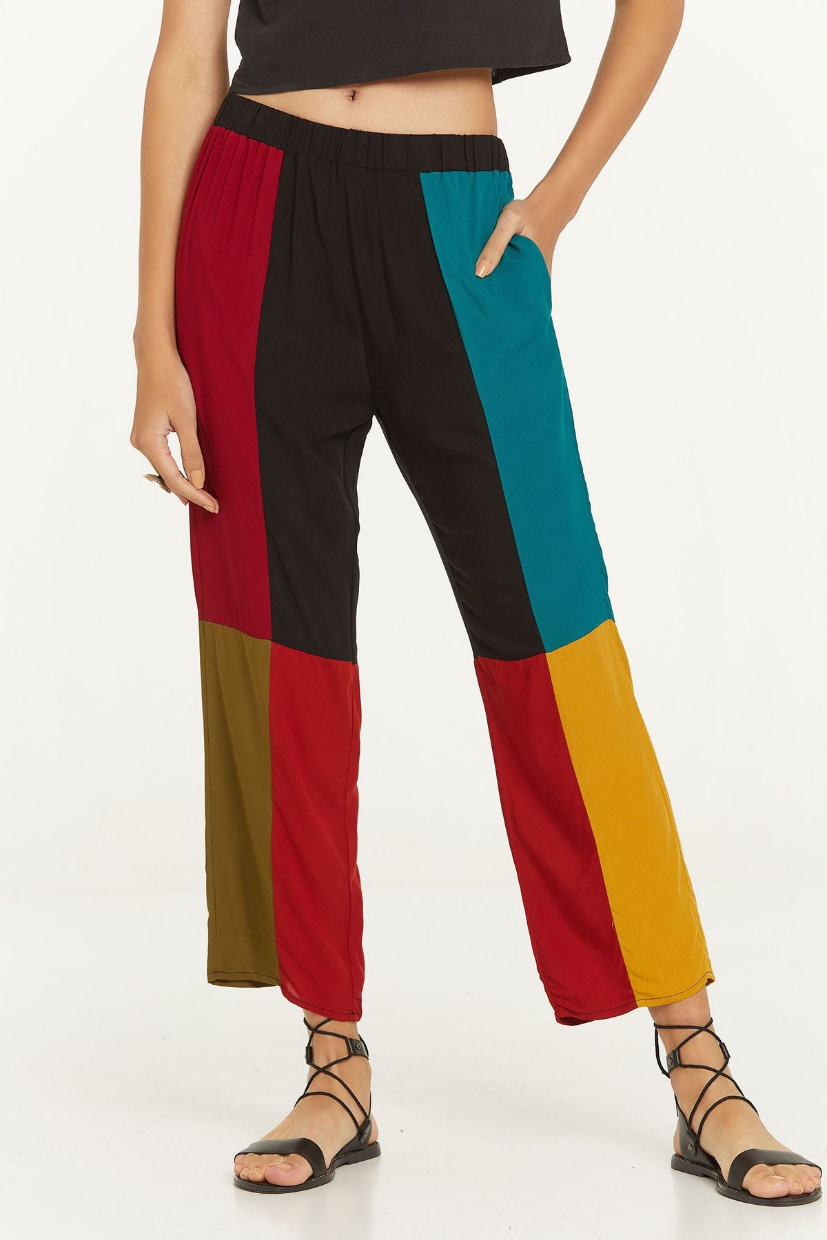 Cepli Bohem Patch Pantolon Siyah