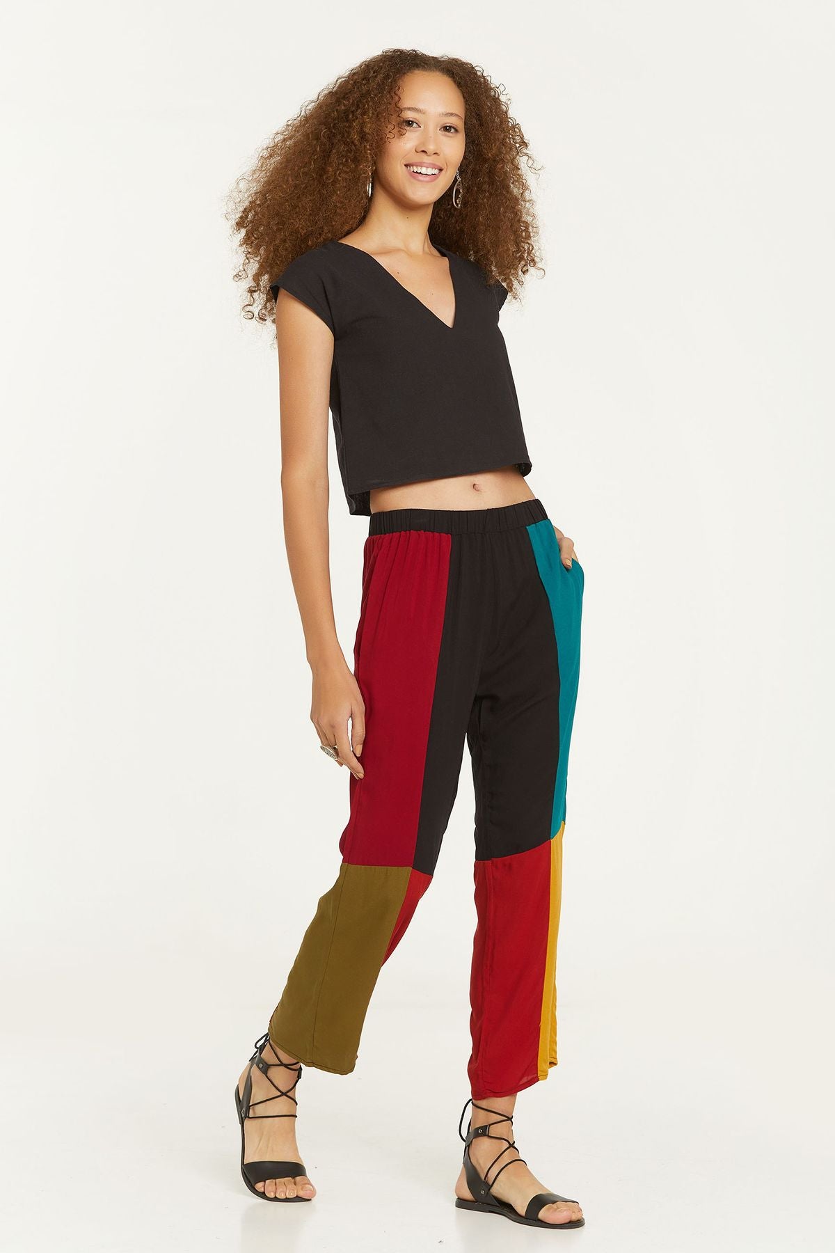 Cepli Bohem Patch Pantolon Siyah