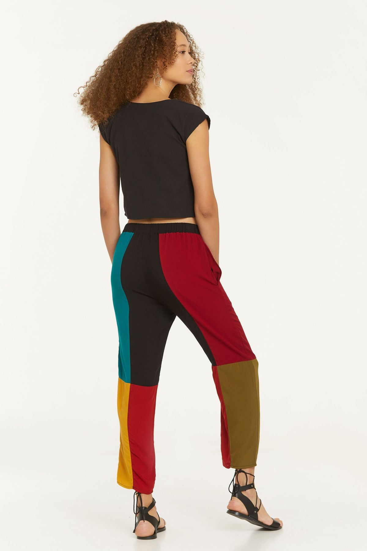 Cepli Bohem Patch Pantolon Siyah