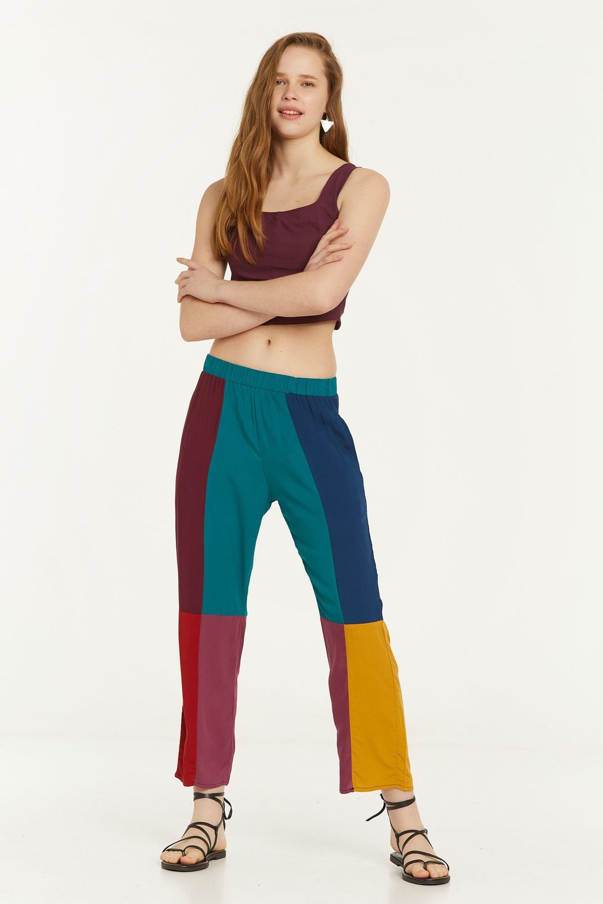 Cepli Bohem Patch Pantolon Turkuaz