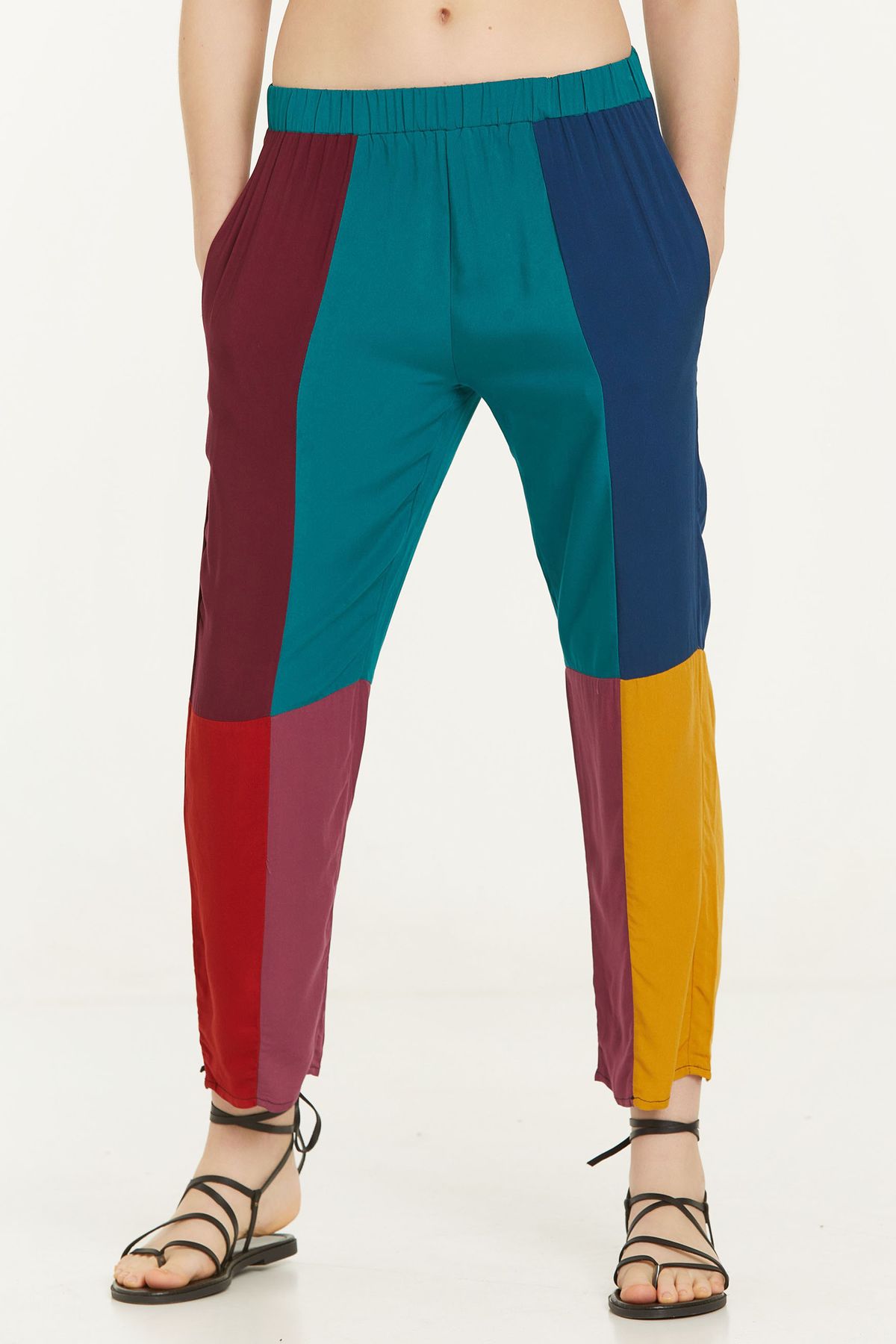 Cepli Bohem Patch Pantolon Turkuaz