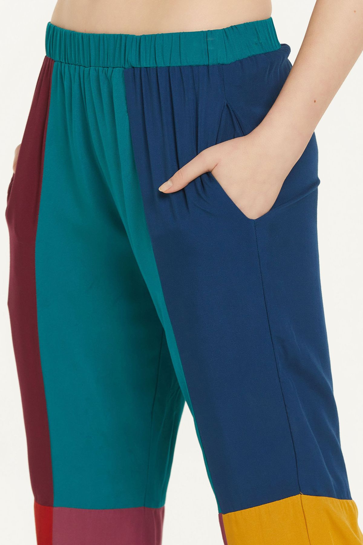 Cepli Bohem Patch Pantolon Turkuaz