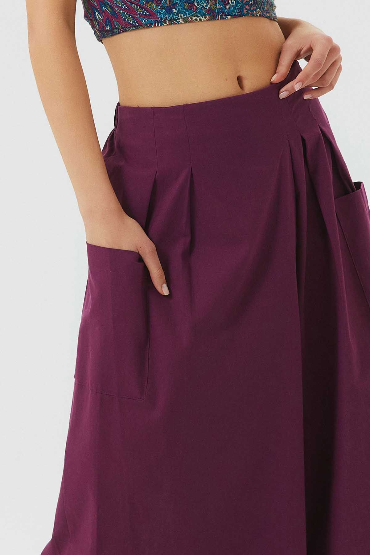 Otantik Bol Paça Kısa Pantolon Mor
